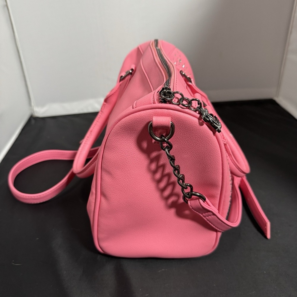 Juicy Couture Pink Embossed Heart Satchel Crossbody Bag Handbag Embellished Y2K - Picture 6 of 12